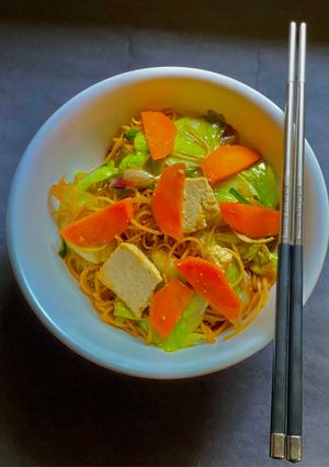 A picture of Vegan Yakisoba - Japanese one pot noodles.