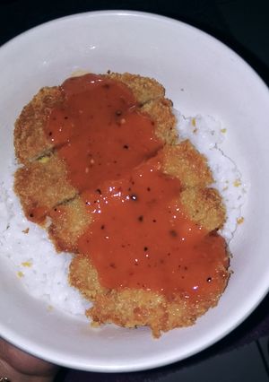 Foto resep Rice bowl katsu kw (alias katsu tahu) with saus