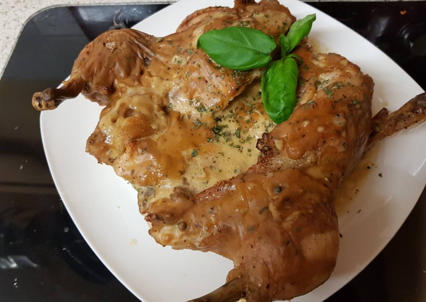 My Roast Spatchcock Chicken with Pepper Sauce.❤