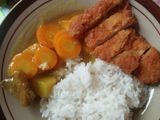 Japanese golden curry with chicken katsu