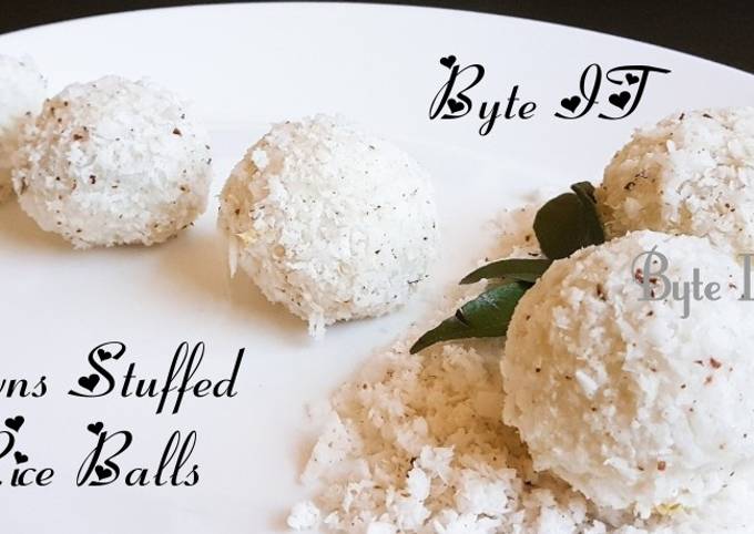 Prawns stuffed rice balls