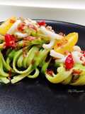 Linguine rigate con calamari e crema di piselli