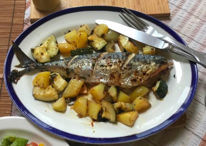 Roasted Mackerel with veggies