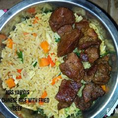 A picture of Chinese Rice with Fried Beef.