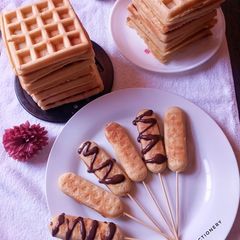 A picture of Hotdog waffles.