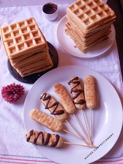 A picture of Hotdog waffles.