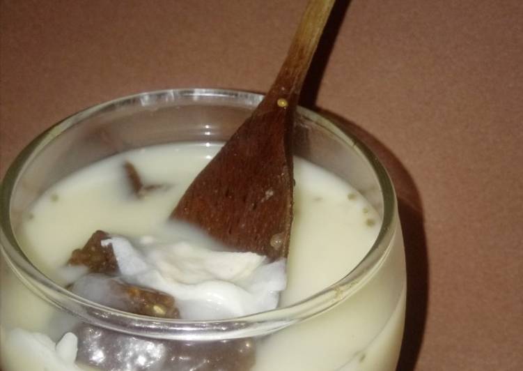 Cara Membuat Jelly Choco Gula Aren mix chia siram kuah susu kelapa serut yang Enak