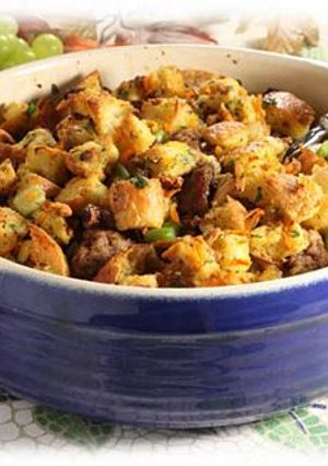 A picture of Savory Sausage Stuffing.