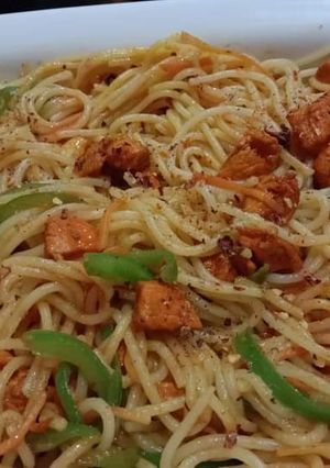 A picture of Chicken Tikka Spaghettis 🍝.