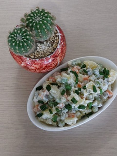 عکسی از دستور سالاد سیب زمینی و پیازچه