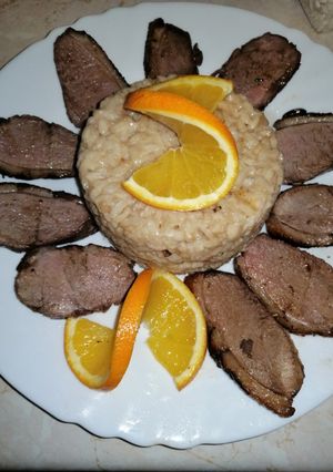 Narancsos-rozmaringos kacsamell tejszínes rizottóval recept fotója