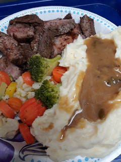 A picture of Beef, Mash, and Gravy.