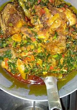 A picture of Spinach or alaihu soup.