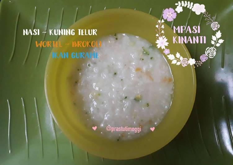 MPASI 7month 💕 (Nasi,kuning telur,wortel,brokoli,ikan gurame)