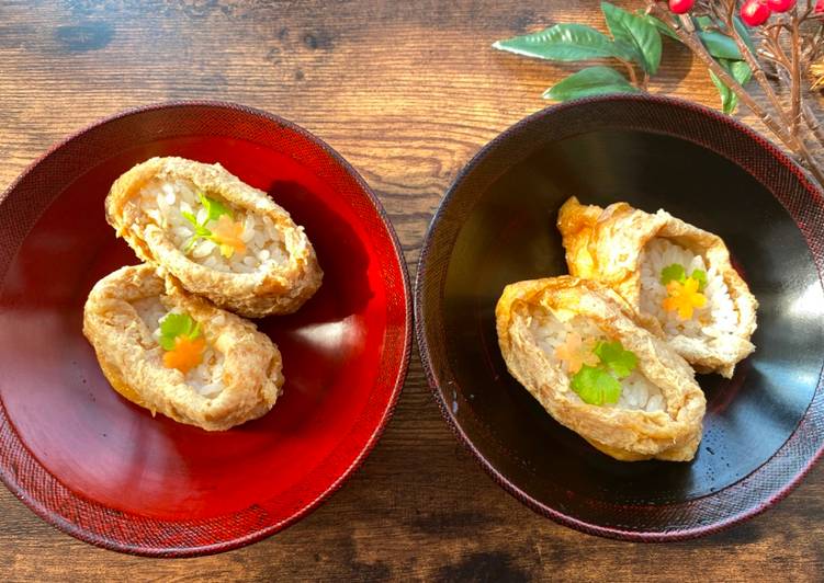 Easiest Way to Make Favorite Inari Sushi (Sushi Rice in Deep Fried Tofu, Aburaage)