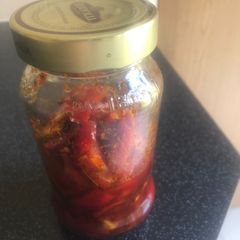 Cooking apple and red chilli pickle A picture of Cooking apple and red chilli pickle.