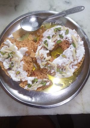 A picture of Homemade ghewar.