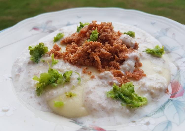 Salmon steak with creamy mushroom sauce - MPASI 8 bulan