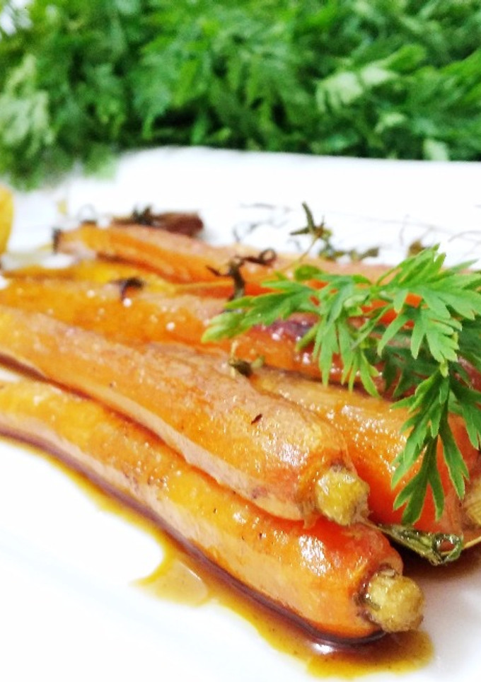 Una foto de Zanahorias asadas con glaseado de café