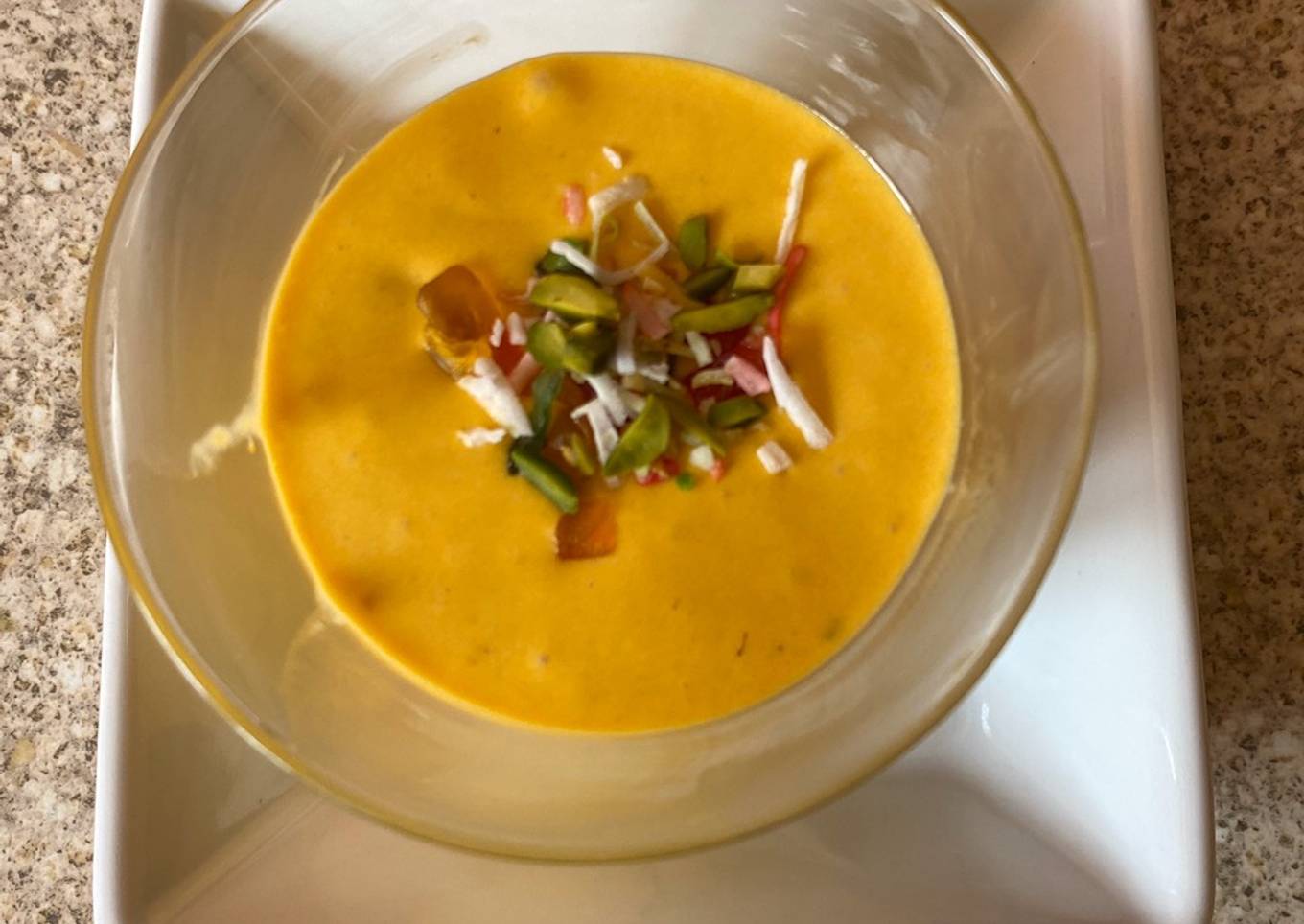 Fruit salad with mango pulp