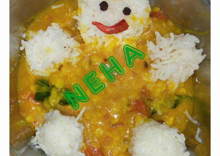 Simple dal rice with little Teddy