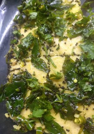 A picture of Khaman dhokla in microwave.