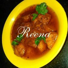 A picture of Kasmiri Dum aloo without onion.