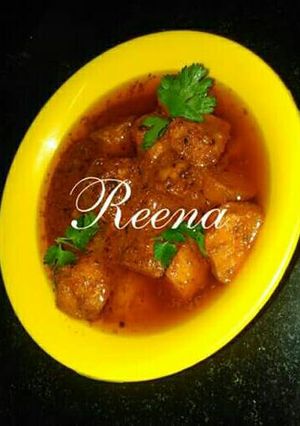 A picture of Kasmiri Dum aloo without onion.