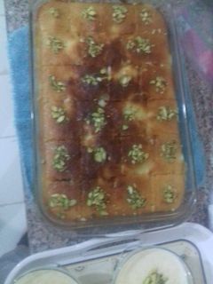 صورة لوصفة بسبوسة محشية قشطة