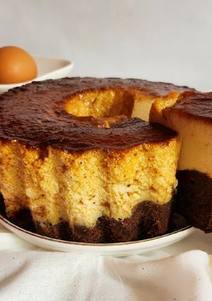 Une photo de Gâteau pudding & chocolat (bolo pudim de chocolate)