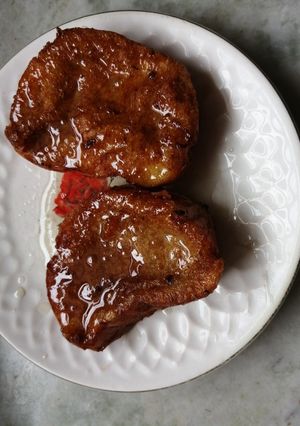 Una foto de Torreja de pan con almíbar