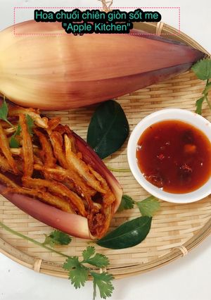 Hình của món Hoa chuối chiên giòn sốt me.