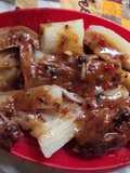 Pollo al ajo en salsa negra