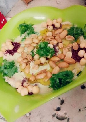 صورة لوصفة فتة حمص بخبز الحمام