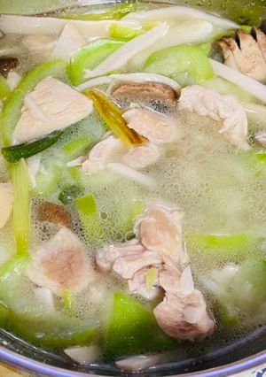 絲瓜菇菇雞肉湯 的食譜成品照片