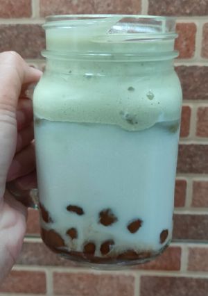 Foto resep Dalgona Matcha with boba brown sugar