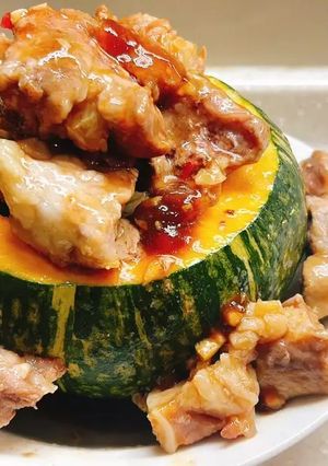 南瓜蒸排骨 的食譜成品照片