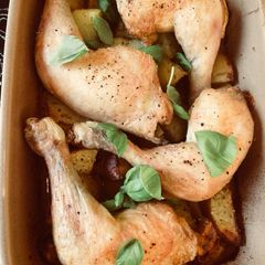A picture of Lemon Roasted Chicken with Potatoes.