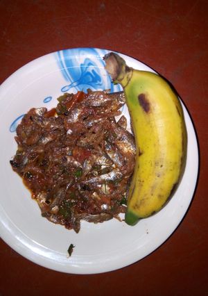 A picture of Fried Fulu/ Small Fish.