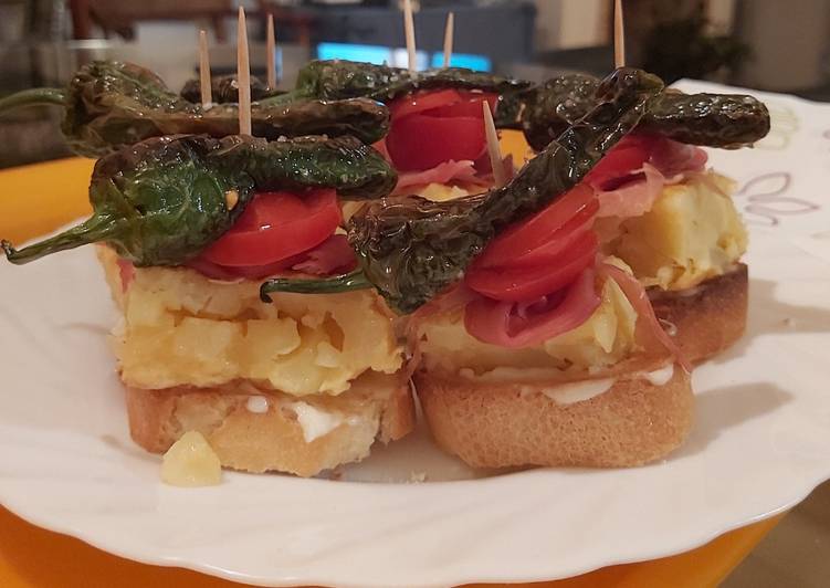 Pintxo de tortilla al padrón