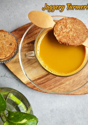 A picture of Jaggery turmeric tea.
