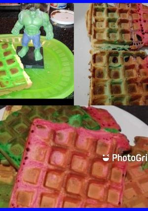 Une photo de Gaufre arc en ciel ou de super héros