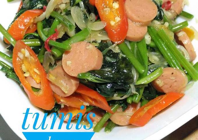Standar Cara  bikin Tumis Daun Ubi Sosis dijamin enak