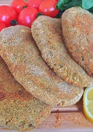 Una foto de Milanesa de garbanzos