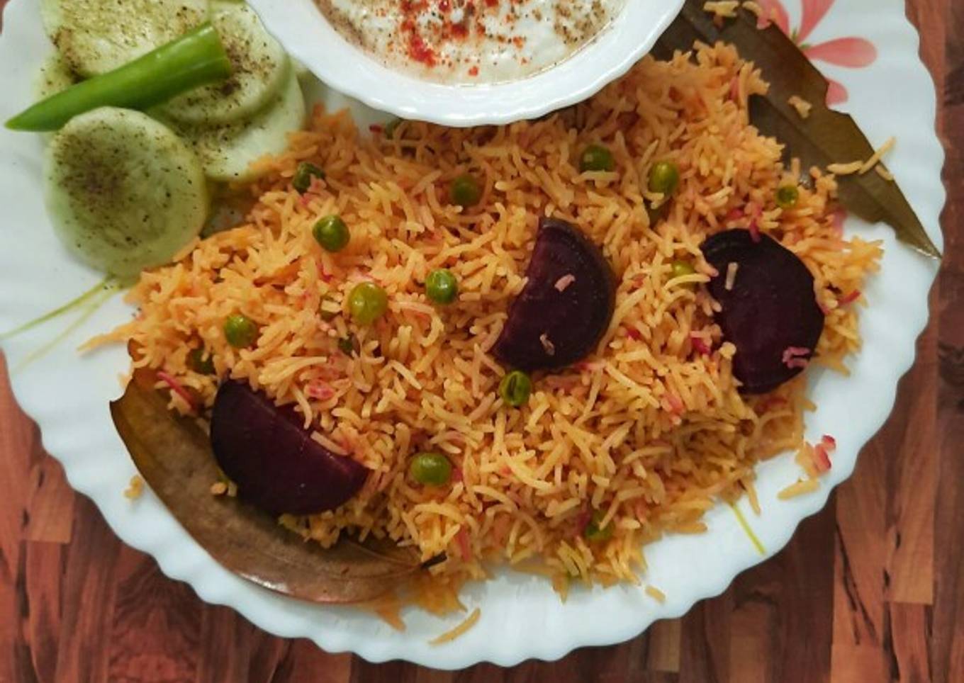 Peas pulao (Beetroot flavoured)