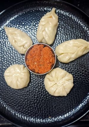 A picture of Veg steamed Momos.