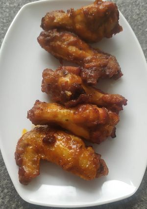 Foto resep Sayap Ayam Saus BBQ + Spaghetti Instan Masak Air Fryer