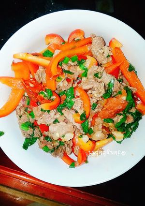 Hình của món Thịt Bò Xào Ớt Chuông 🍚 🥄.