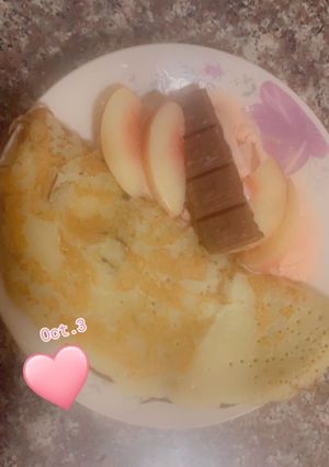 صورة لوصفة كريب بشوكولاته وفواكه 🥞🧡🙇🏼‍♀️