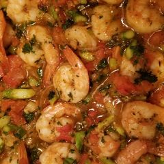 A picture of Cajun Shrimp and rice.